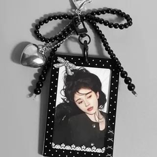 Bow Polka Dot Card Holder Bag Charm Keyring