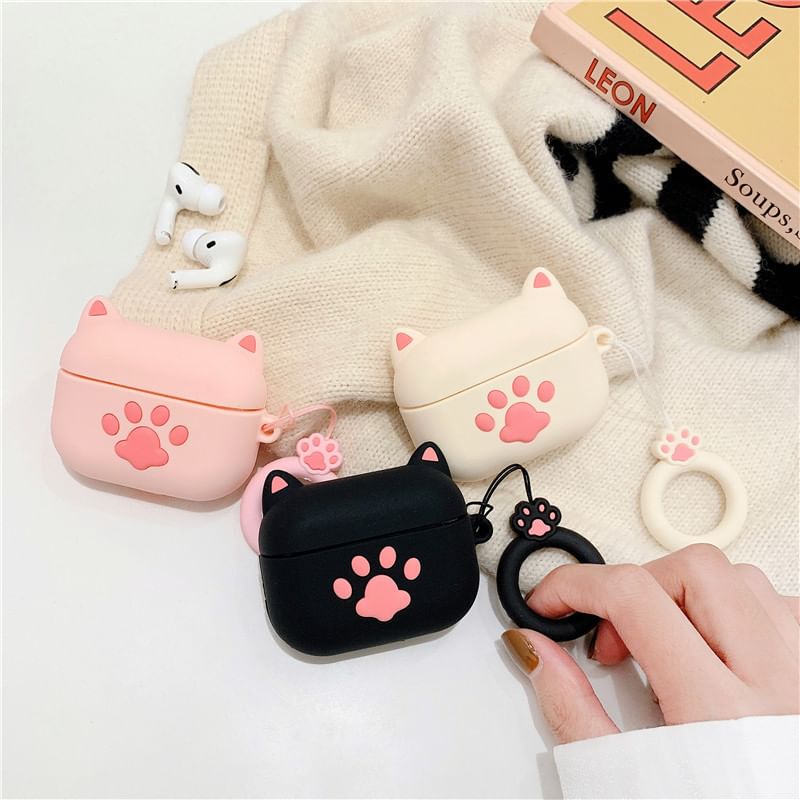 Cat Apple AirPods / Pro Earphone Case Skin with Finger Hoop