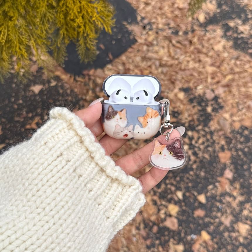 Cat Apple AirPods / Pro Earphone Case Skin with Charm