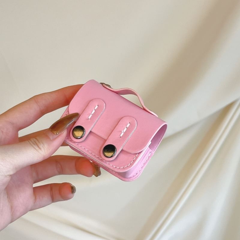 Color Block Faux Leather Miniature Backpack Apple AirPods / Pro Earphone Case Skin