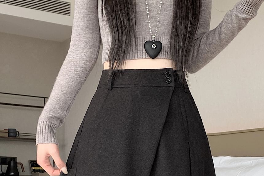 High-Rise Asymmetrical A-Line Midi Skirt