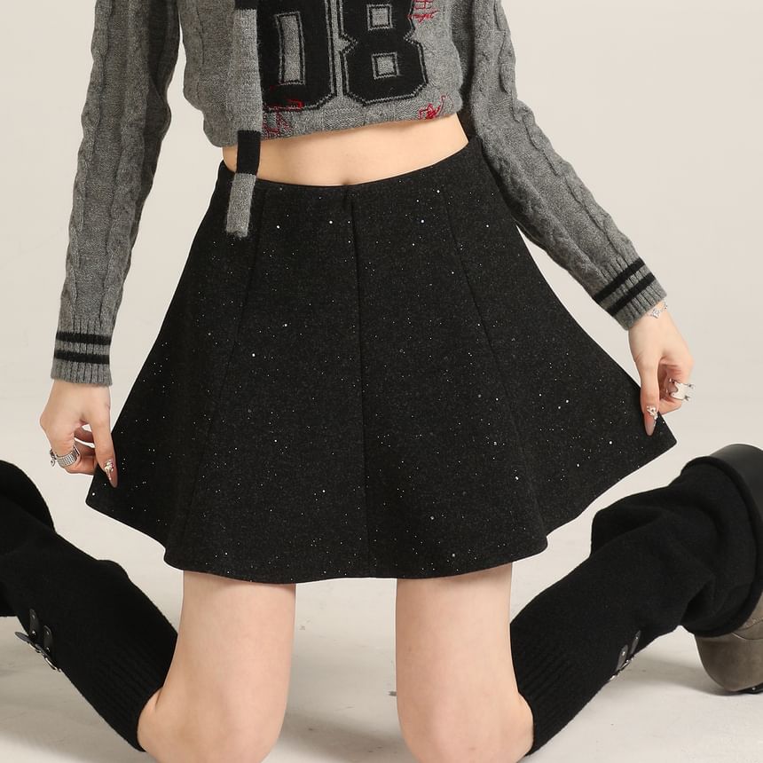 Panel Mini A-Line Skirt, High Waist