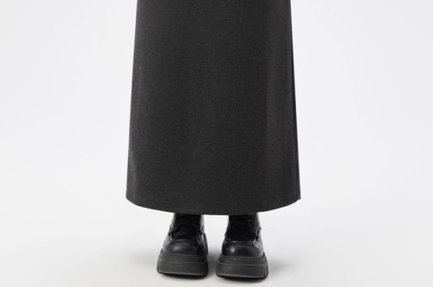 Slit Midi A-Line Skirt, High Rise, Plain