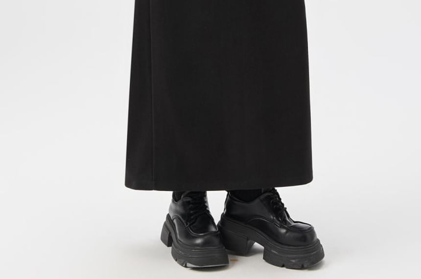 Slit Midi A-Line Skirt, High Rise, Plain