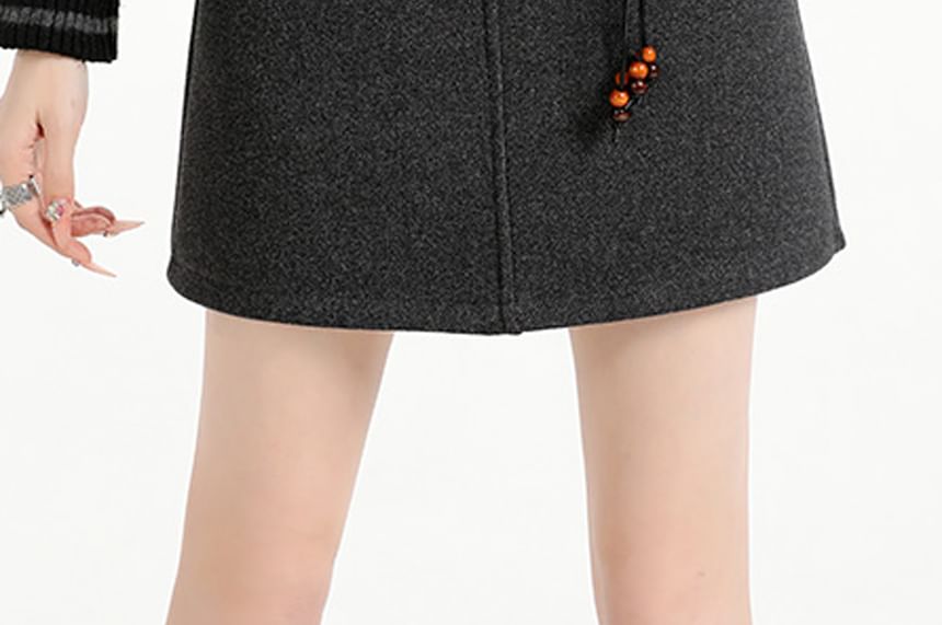 Plain Mini Pencil Skirt, High Waist