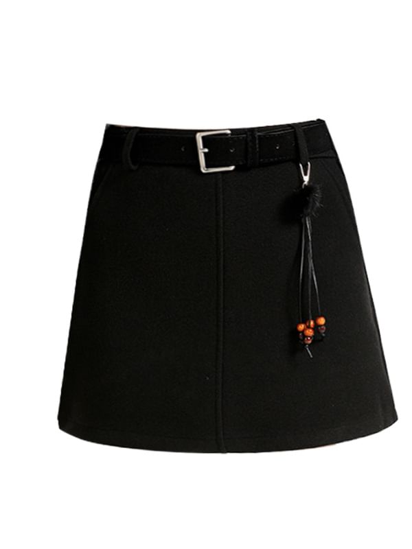 Plain Mini Pencil Skirt, High Waist