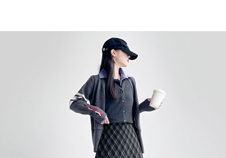 High-Rise Plaid A-Line Midi Skirt