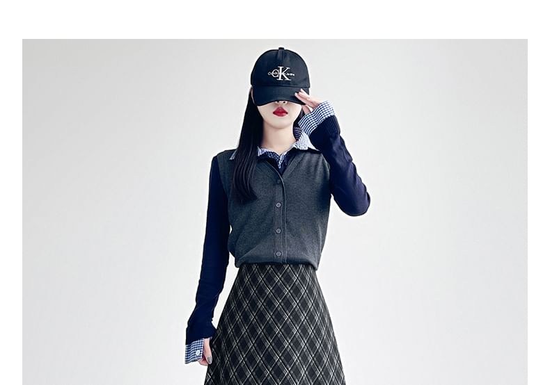 High-Rise Plaid A-Line Midi Skirt