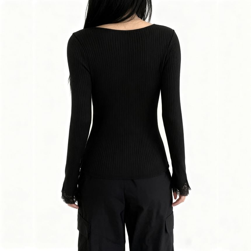 Halter Neck Lace Panel Mock Two-Piece Tee