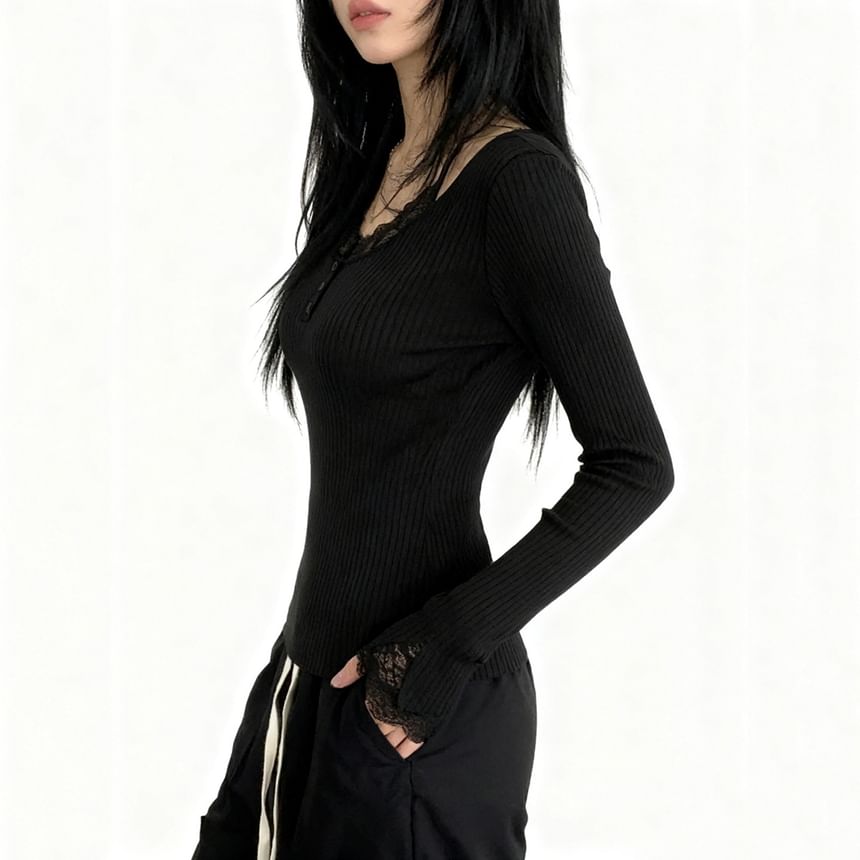 Halter Neck Lace Panel Mock Two-Piece Tee
