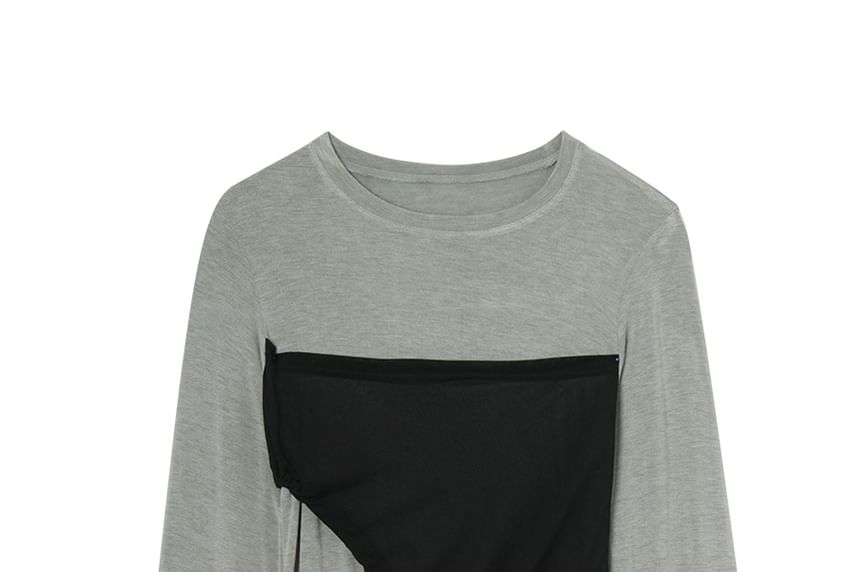 Color-Block Mock Two-Piece Slim Fit Tee