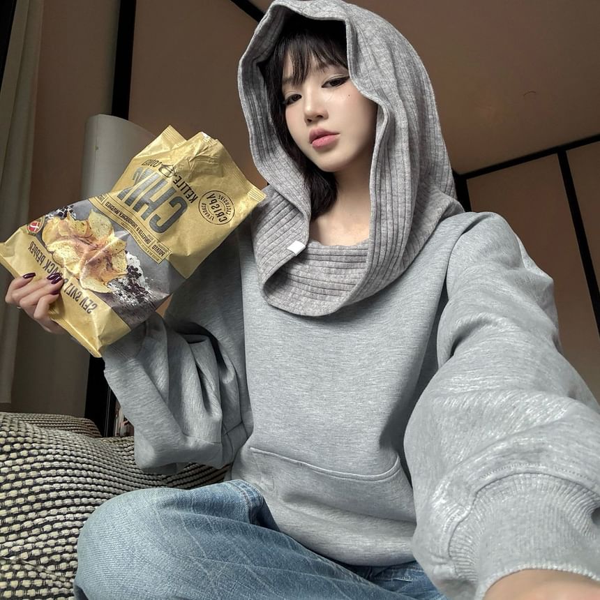 Melange Batwing Off-Shoulder Knit Sweater