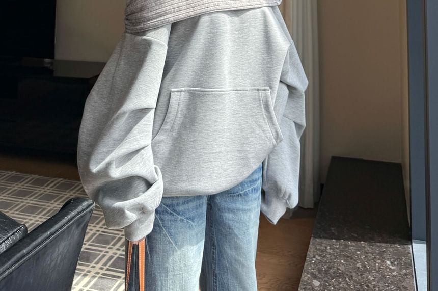 Melange Batwing Off-Shoulder Knit Sweater