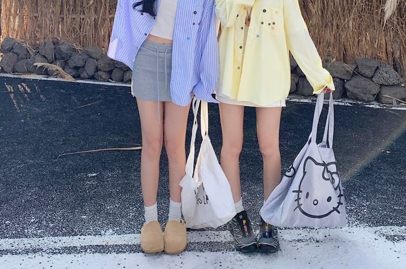 Oversized Striped Shirt with Pocket Long Sleeve