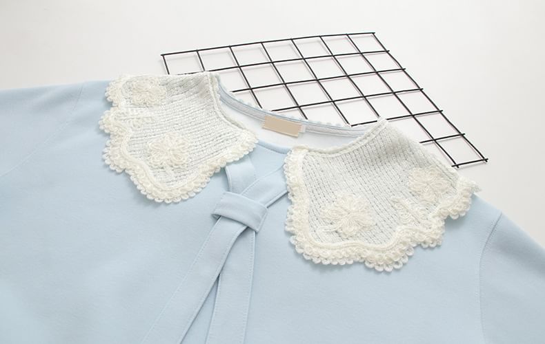 Faux Two-Piece Lace Collar Knit Pullover