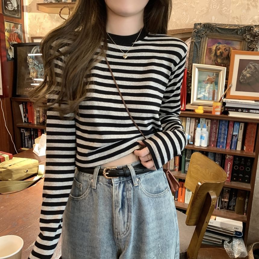 Striped Crew Neck Long Sleeve Shirt