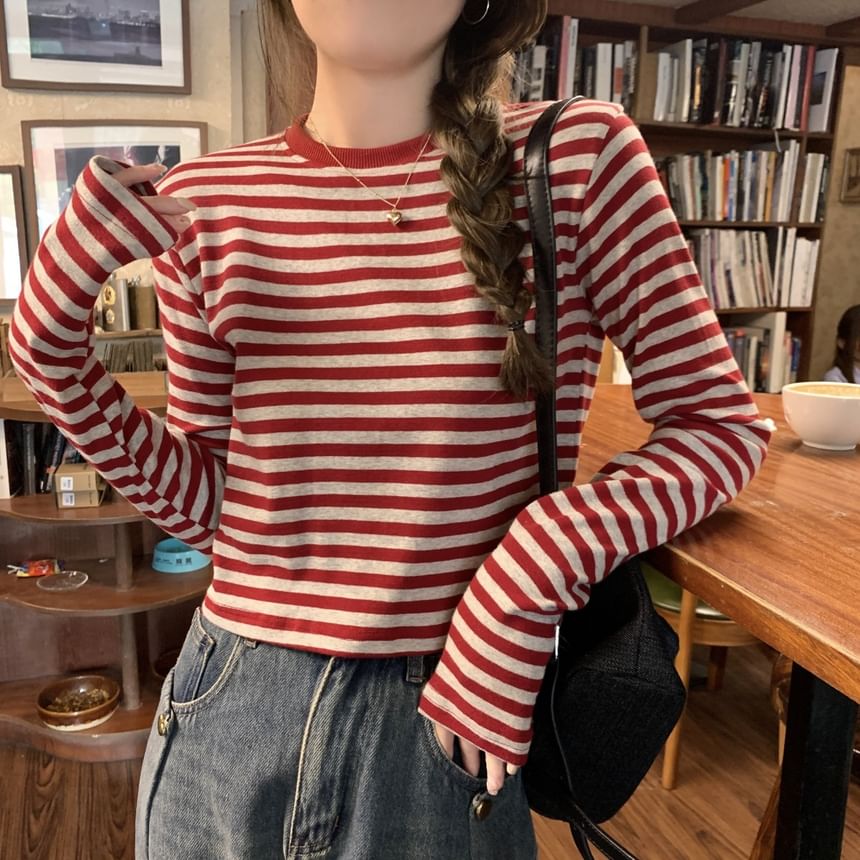 Striped Crew Neck Long Sleeve Shirt