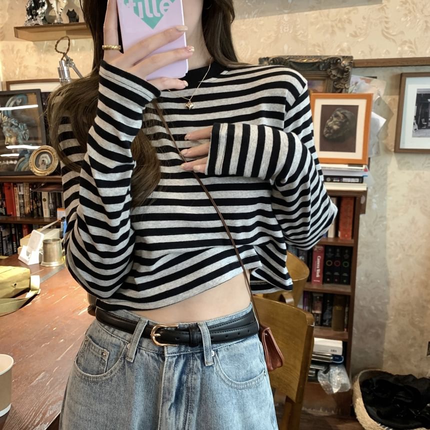 Striped Crew Neck Long Sleeve Shirt