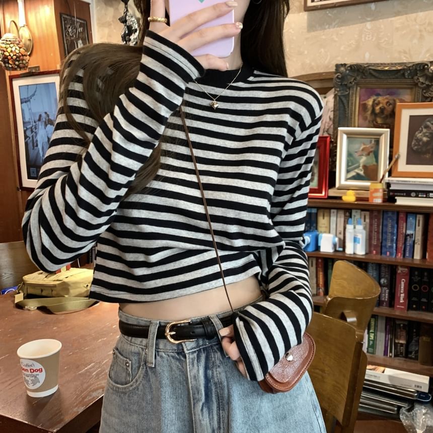 Striped Crew Neck Long Sleeve Shirt