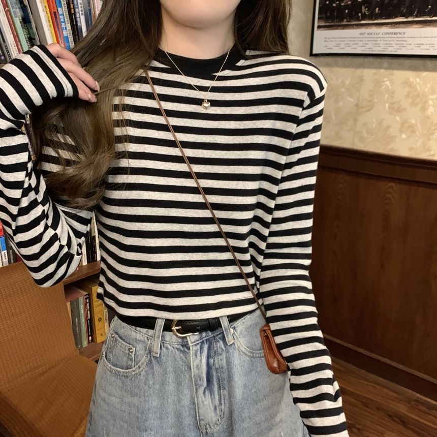 Striped Crew Neck Long Sleeve Shirt