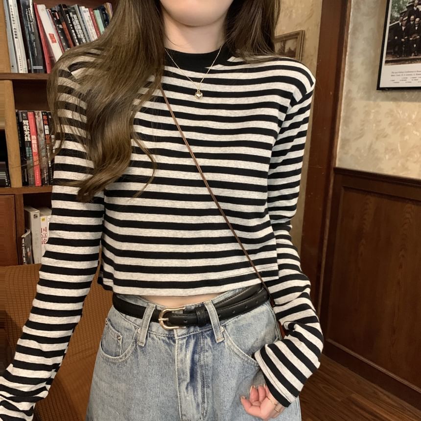 Striped Crew Neck Long Sleeve Shirt