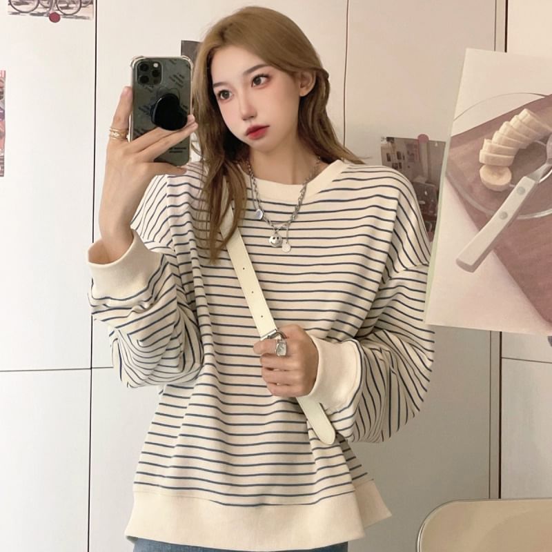 Striped Crew Neck Sweatshirt