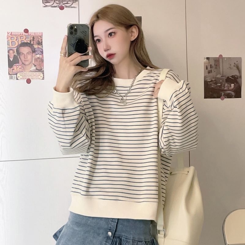 Striped Crew Neck Sweatshirt