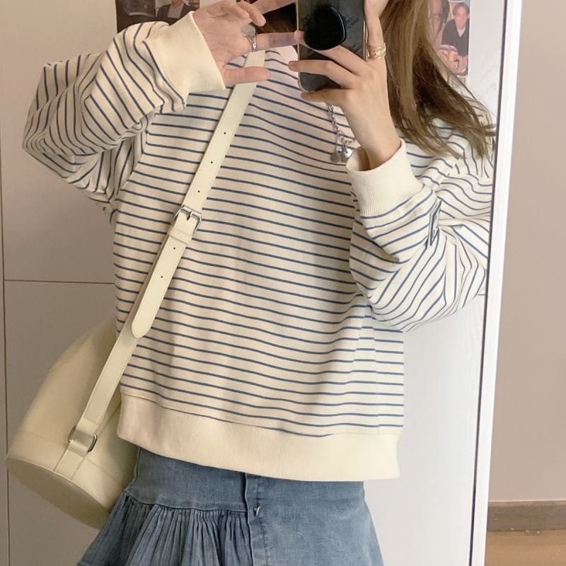 Striped Crew Neck Sweatshirt