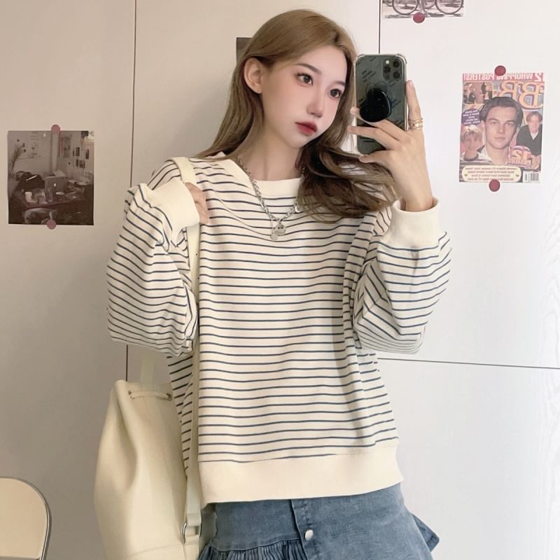 Striped Crew Neck Sweatshirt