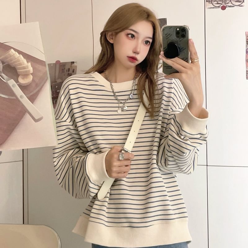 Striped Crew Neck Sweatshirt