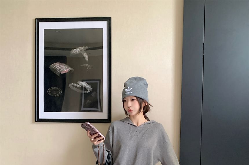 Essential Plain Knit Pullover Hoodie