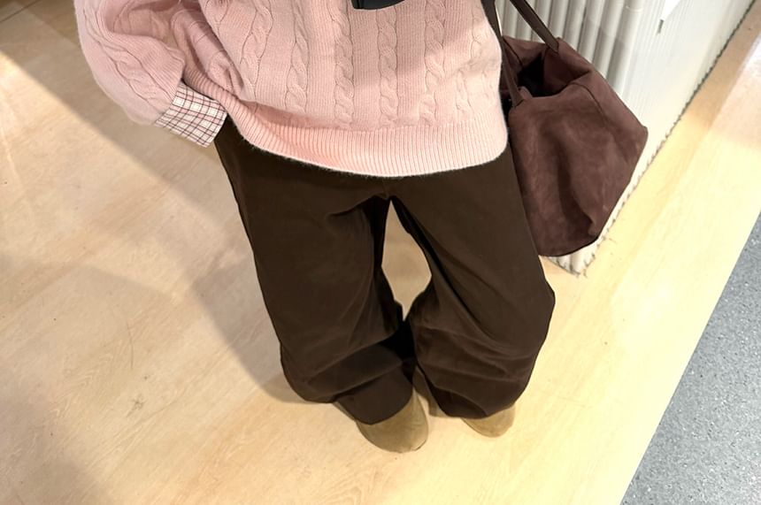 Plaid Panel Knit Sweater with Collar