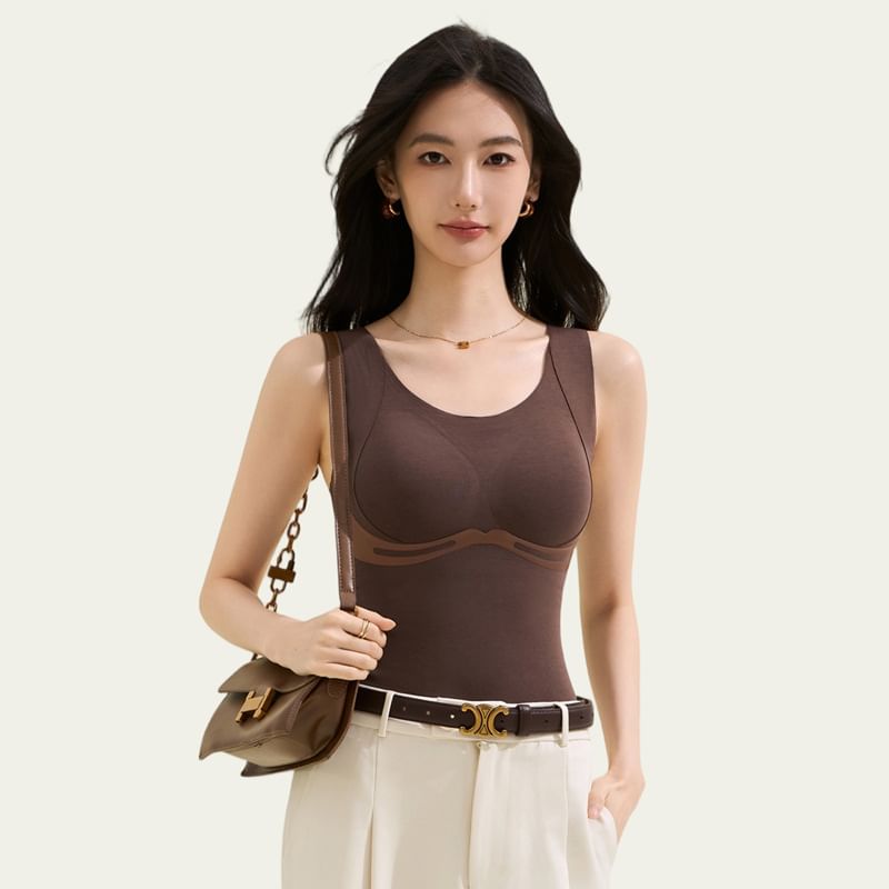 Slim Fit Padded Scoop Neck Tank Top