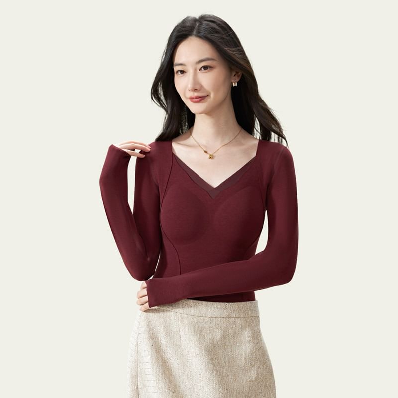 Padded Slim Fit Long Sleeve Solid Top