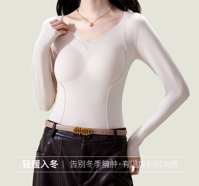 Padded Slim Fit Long Sleeve Solid Top
