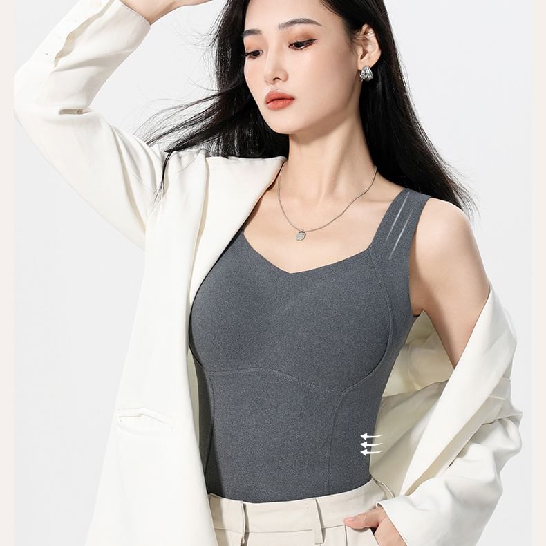 Solid Padded Sleeveless Fitted Tank