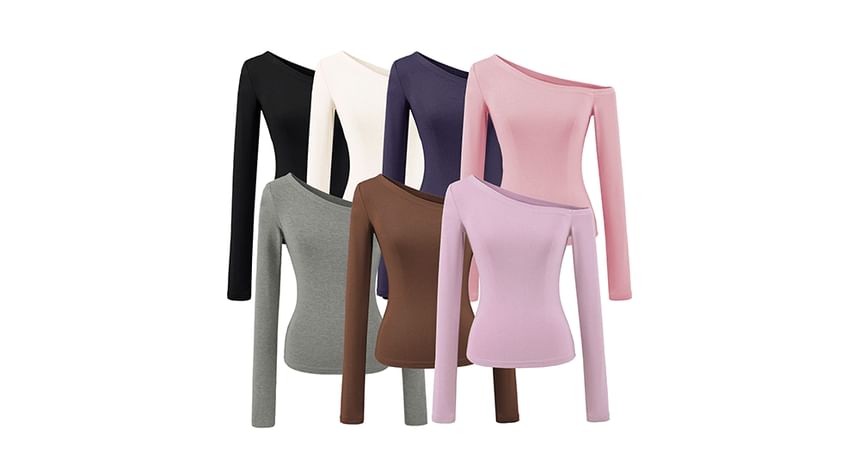 One-Shoulder Long Sleeve Minimalist Tee