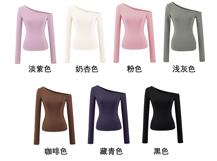 One-Shoulder Long Sleeve Minimalist Tee