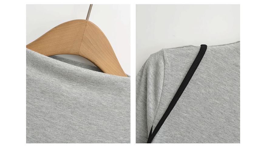 Boat Neck Contrast Two-Tone Long Sleeve Tee