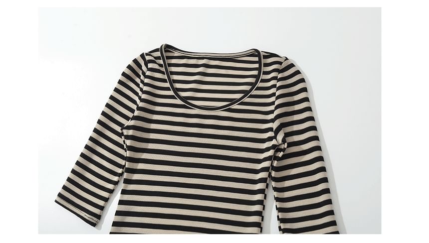 Scoop Neck Striped Short Sleeve Bodysuit