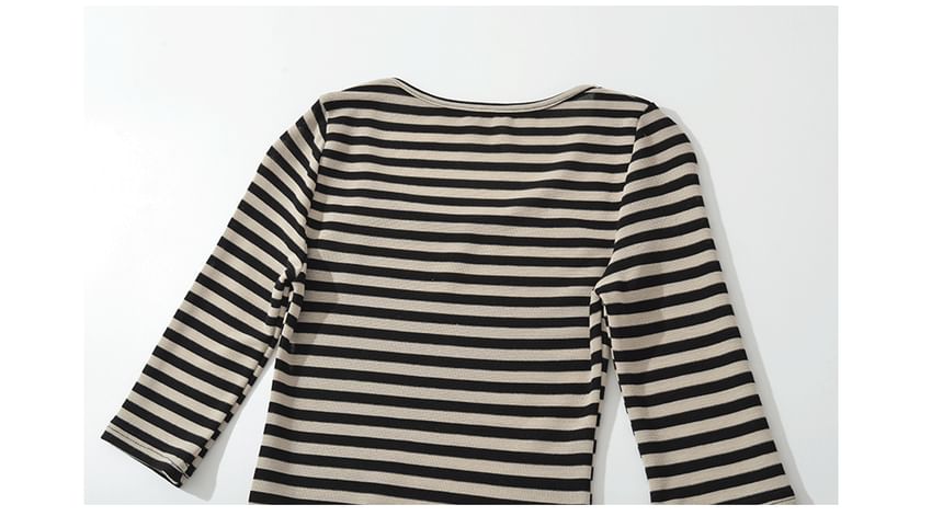 Scoop Neck Striped Short Sleeve Bodysuit