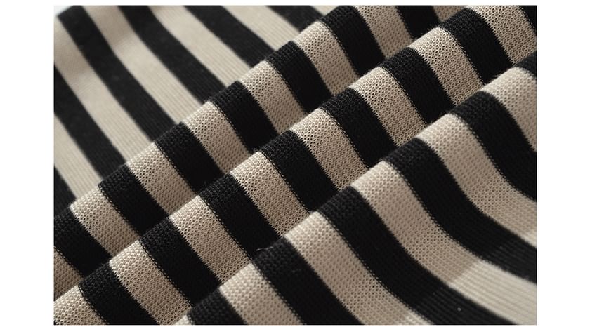Scoop Neck Striped Short Sleeve Bodysuit