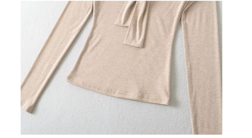 Mesh Panel Knot Mock Two-Piece V-Neck Long Sleeve Tee