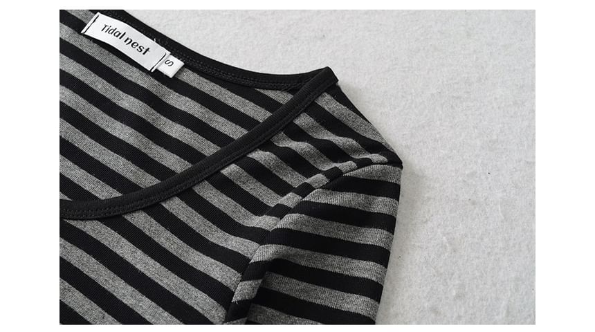 Striped Henley Long Sleeve Knit Shirt