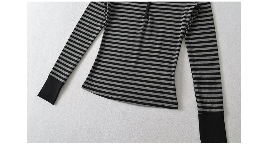Striped Henley Long Sleeve Knit Shirt