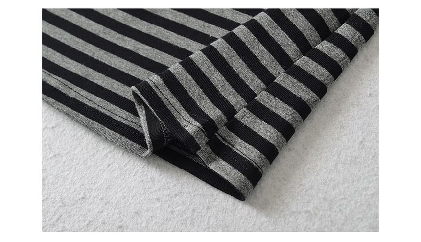 Striped Henley Long Sleeve Knit Shirt