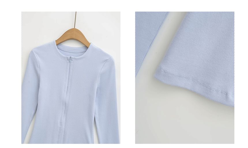 Zippered Slim Fit Long Sleeve Jersey Tee