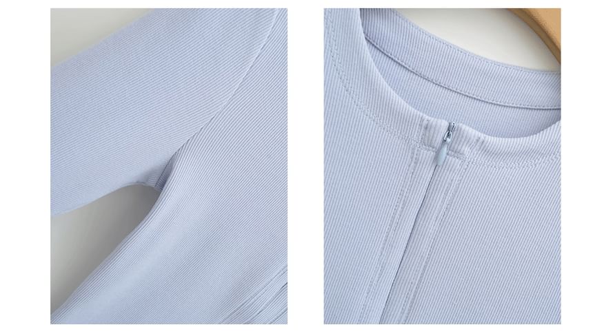 Zippered Slim Fit Long Sleeve Jersey Tee
