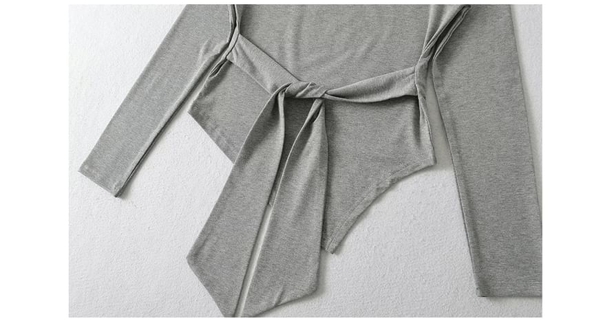 Tie Waist Asymmetric One-Shoulder Jersey Top
