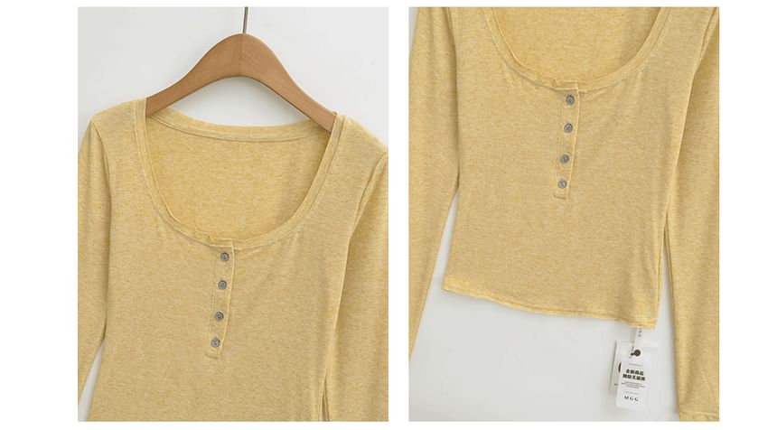 Classic Long Sleeve Henley Tee Shirt